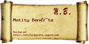 Matity Benáta névjegykártya